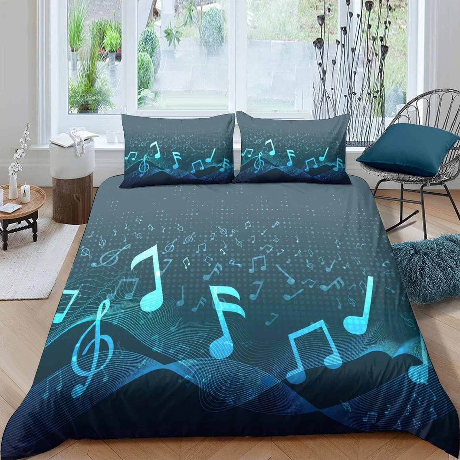 3D Printed Music Quilt Cover, Microfiber Duvet Cover Hidden Zipper Home