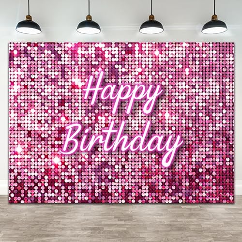 Telón de fondo rosa intenso para fiesta de cumpleaños, decoración de fiesta de niña, brillante, para pared, cuadrado, dulce 16, 18, 21, 30