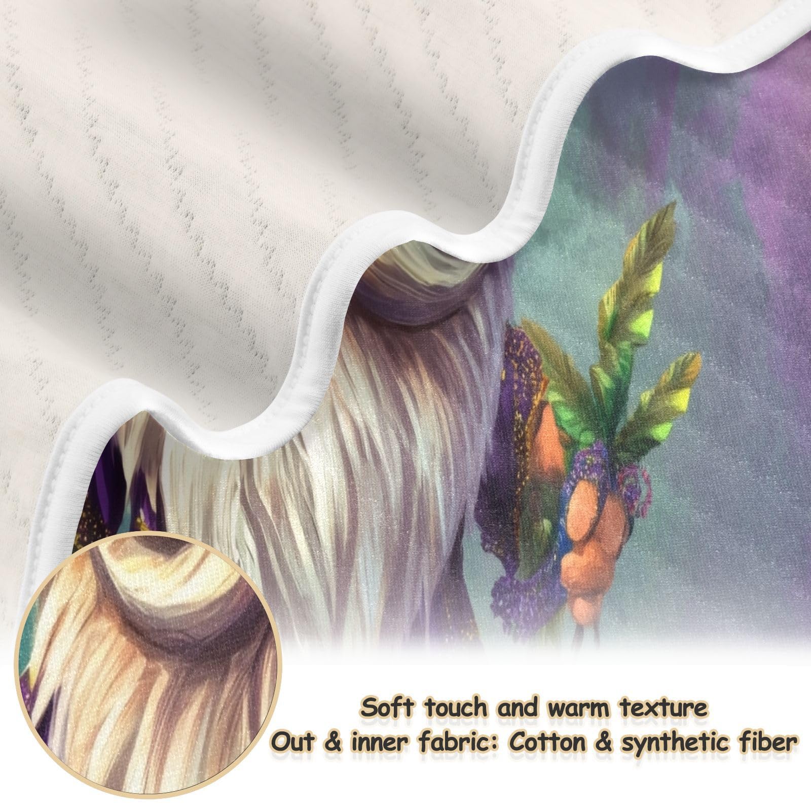 Burbuja Mardi Gras Gnome Baby Blanket for Boys Girls, Nursery Soft Warm Swaddling Receiving Baby Blankets, 30x40 in Toddler Blanket