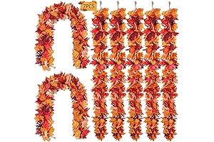DuHouse 7-Pack 6 Ft Maple Leaves Fall Garland, Artificial Autumn Leaves Vine for Halloween/Thanksgiving/Christmas Decoration