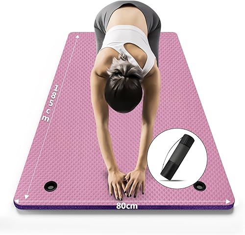 LFS Esterilla de yoga grande 72 x 31.5 x 25 pulgadas, extra ancha y extra gruesa, antideslizante, para ejercicio y fitness, con banda y bolsa de
