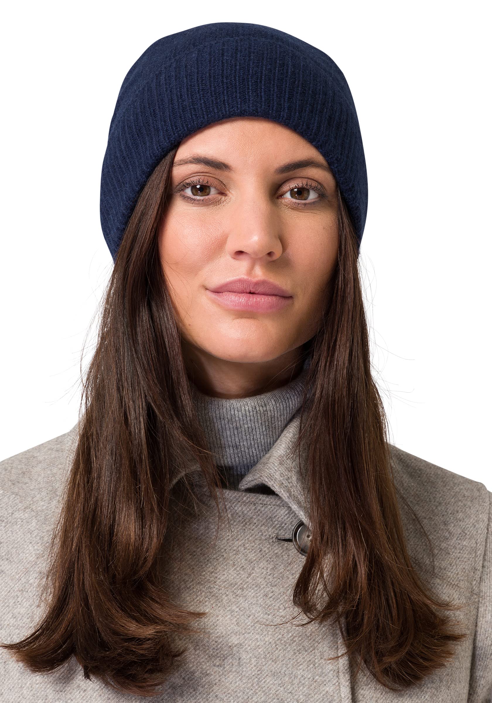 Style RepublicWomen’s Ribbed Beanie, 100% Cashmere, Soft & Stretchy with Ribbed Edge, Warm Hat for Winter