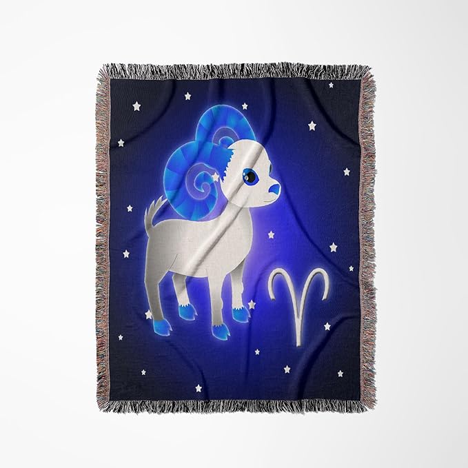 3dRose Cute Astrology Aries Zodiac Sign Ram Woven Blanket