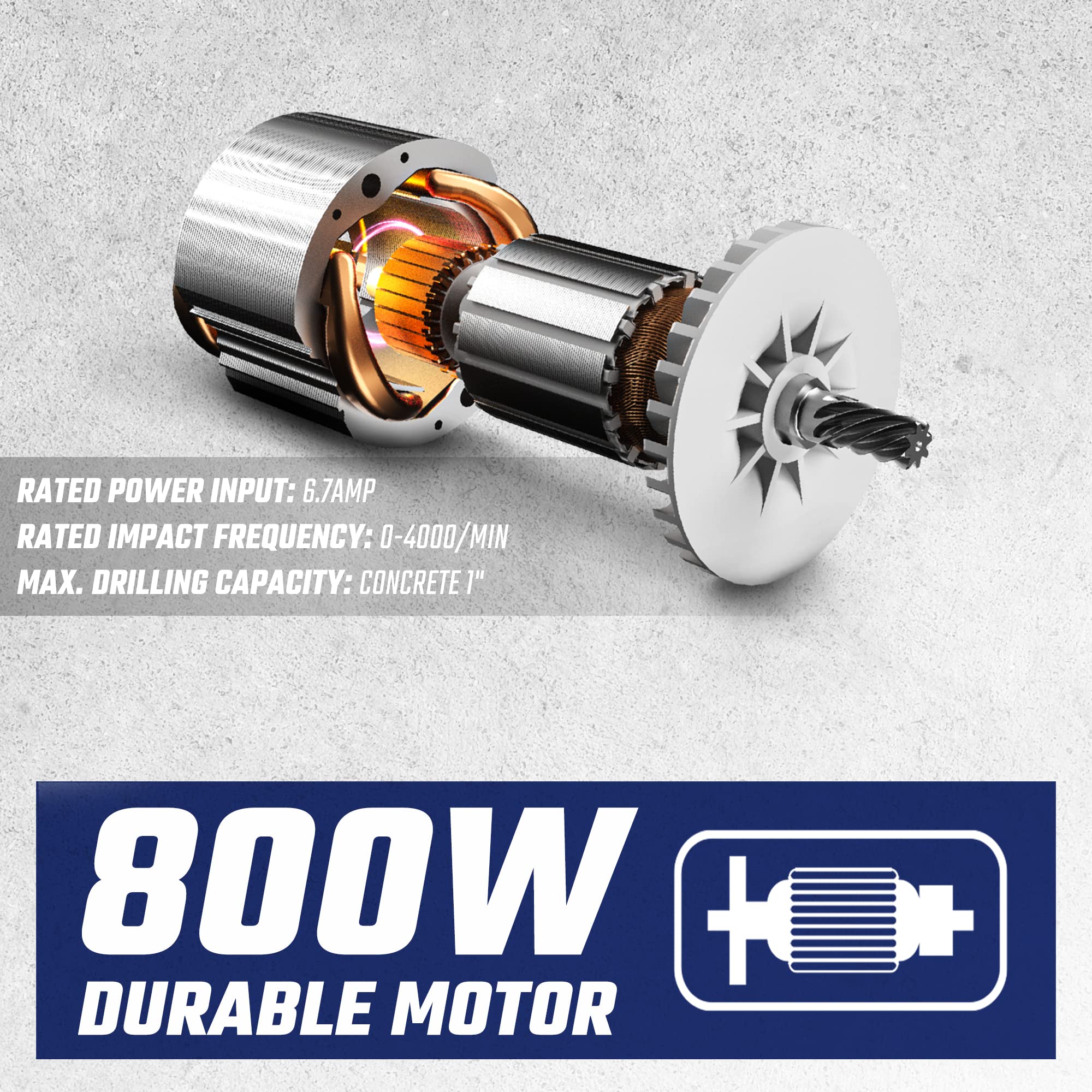 Dong Cheng Martello perforatore, 800 W 2,8 J tassellatore, 0-1200 giri/min, SDS Plus Mandrino, 4 Funzioni, Massimo 26mm per Cemento, martello demolizione