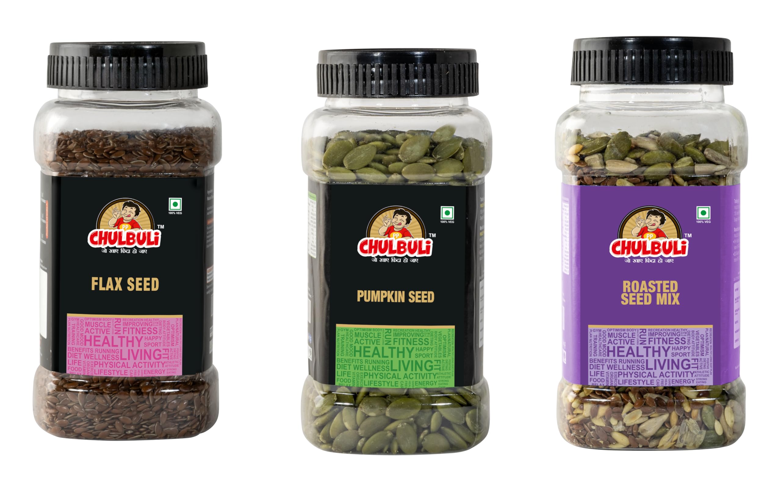PP Chulbuli Ultimate Seed Trio Flax Roasted Pumpkin Mix Combo | Superfood Snack for Smoothies Salads Oats Baking | Healthy Breakfast Gym Nutrition Diet | 3 x 200g 3