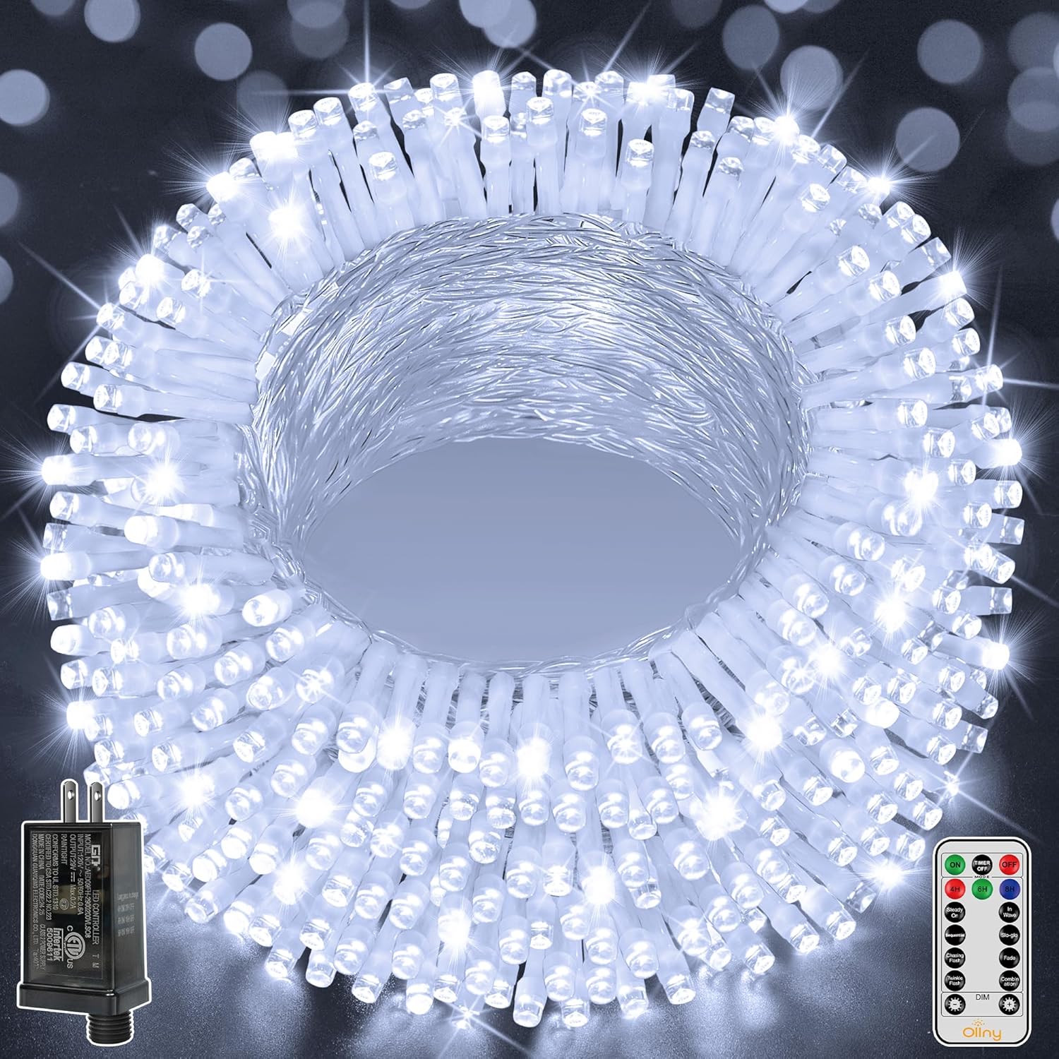 Ollny Christmas Lights Outdoor 800LED 262FT, Cool White Plug in Fairy Lights with Remote, 8 Modes Waterproof Timers Dimmable LED String Lights for Indoor House Outside Bedroom Patio Balcony Ollny Christmas Lights Outdoor 800LED 262FT, Cool White Plug in Fairy Lights with Remote, 8 Modes Waterproof Timers Dimmable LED String Lights for Indoor House Outside Bedroom Patio Balcony