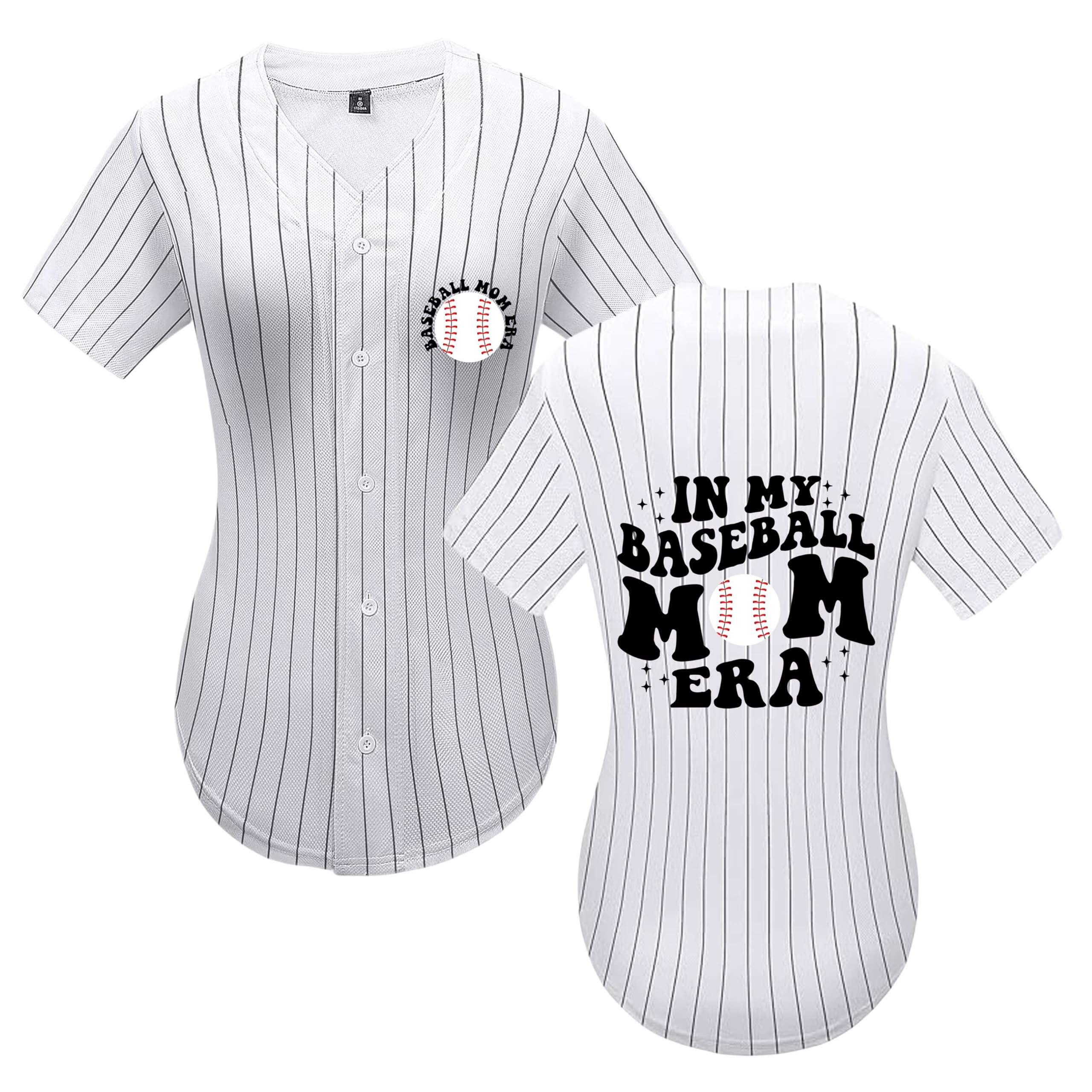 Baseball Mom Shirt for Women in My Baseball Mom Era Letter Print Jersey Novelty Football Soccer Mama Top Stripe