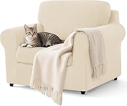 SUBRTEX 3 Pieces Stretch Sofa Slipcover Sets Couch Cover Sets Backrest Cushion Covers Furniture Protector Collection Set for Oversize Sofa Loveseat Chair Slip Covers(Small, Ivory)