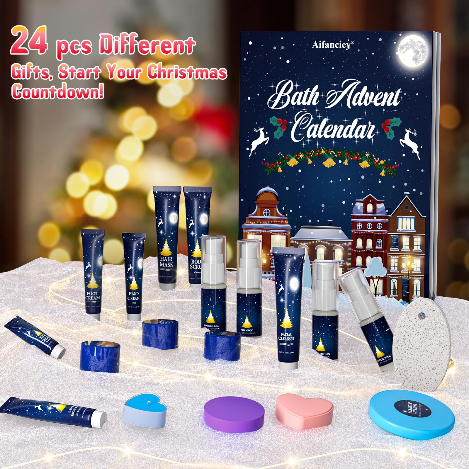 Calendario Avvento 2024 Bellezza, 24 Prodotti per il Bagno, la Cura Della Pelle e gli Accessori, Conto Alla Rovescia per il Natale Regali Creativi per le Donne