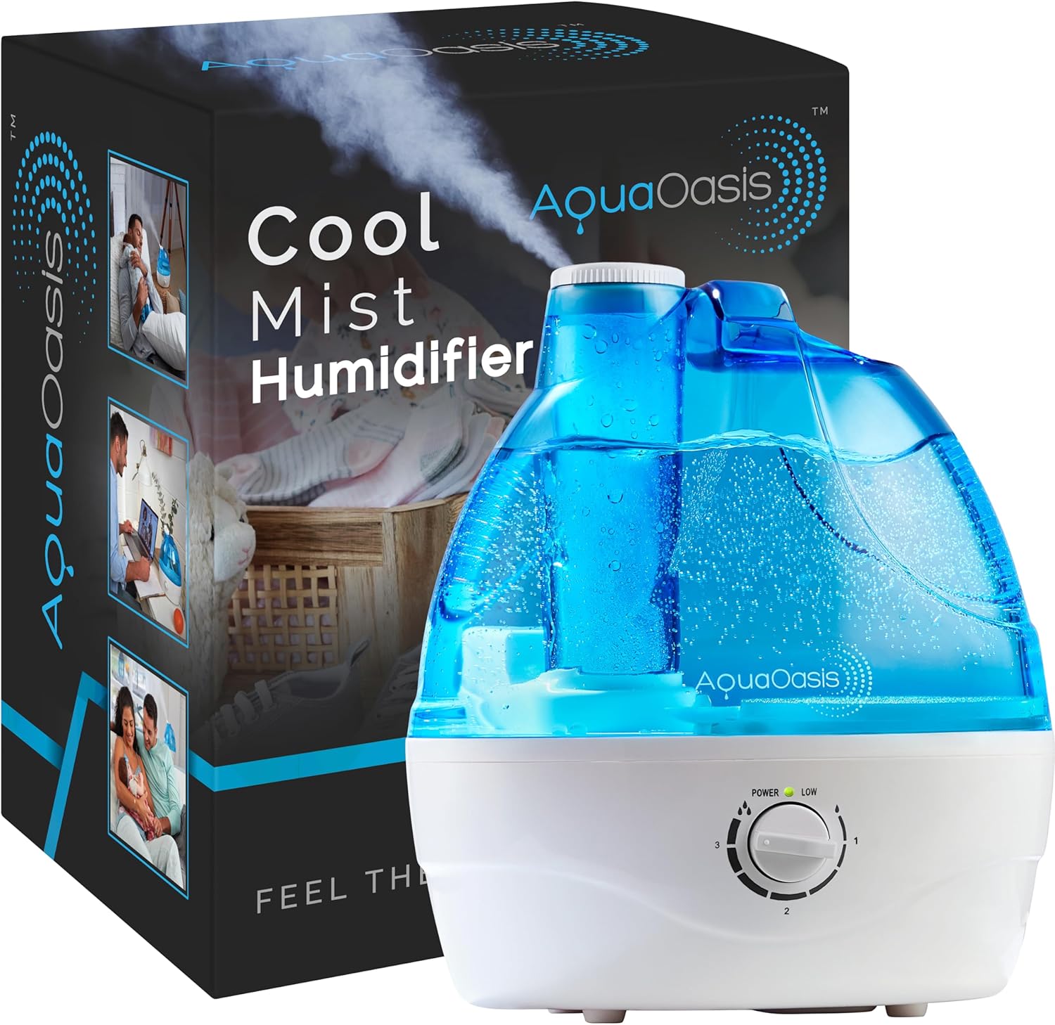 AquaOasis® Cool Mist Humidifier (2.2L Water Tank) Quiet Ultrasonic Humidifiers for Bedroom