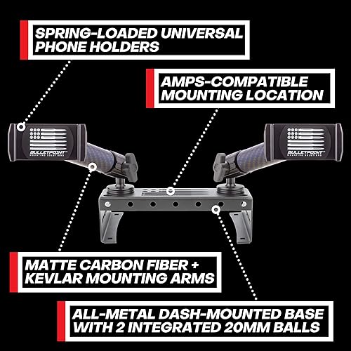 Miniatura 3 de Bulletpoint - Soporte de metal para tablero con 2 soportes para teléfono, compatible con Ford F150 2015-2020 y 2017+ F250F350 Super Duty - Soporte