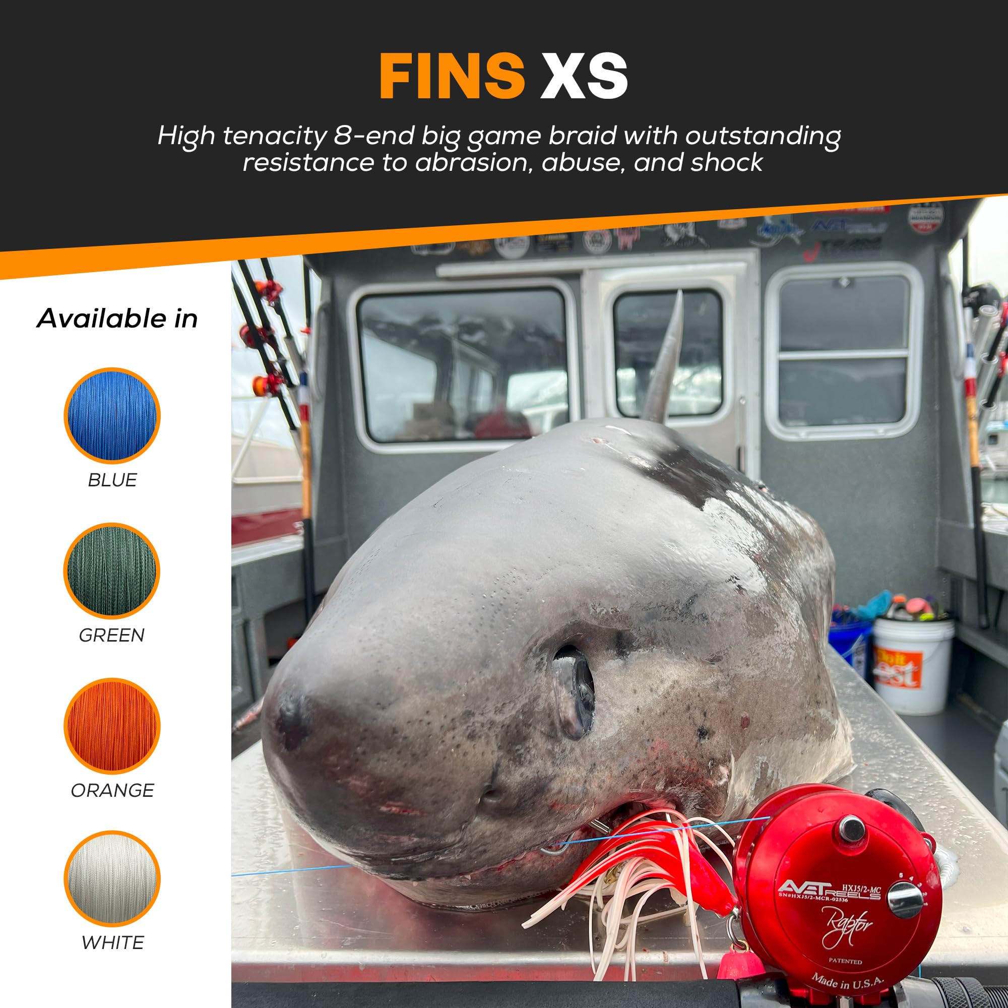 FINS XS Big Game Braid - USA Made - 8-End Round Abrasion Resistant Braided Fishing Line for Freshwater/Saltwater Trolling and Bottom Fishing - Green - 15 lb - 1500 Yds