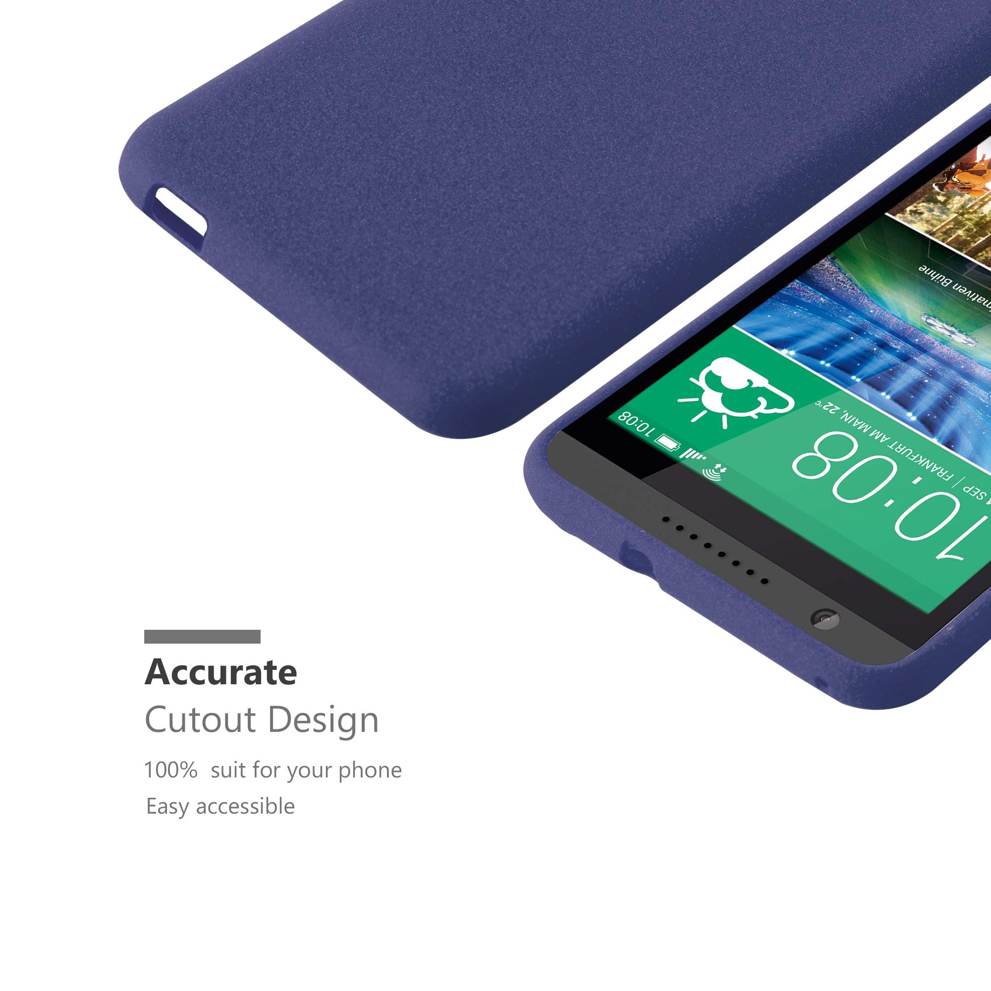 Cadorabo Case Works with HTC Desire 820 in Frost Dark Blue - Shockproof and Scratch Resistant TPU Silicone Cover - Ultra Slim Protective Gel Shell Bumper Back Skin