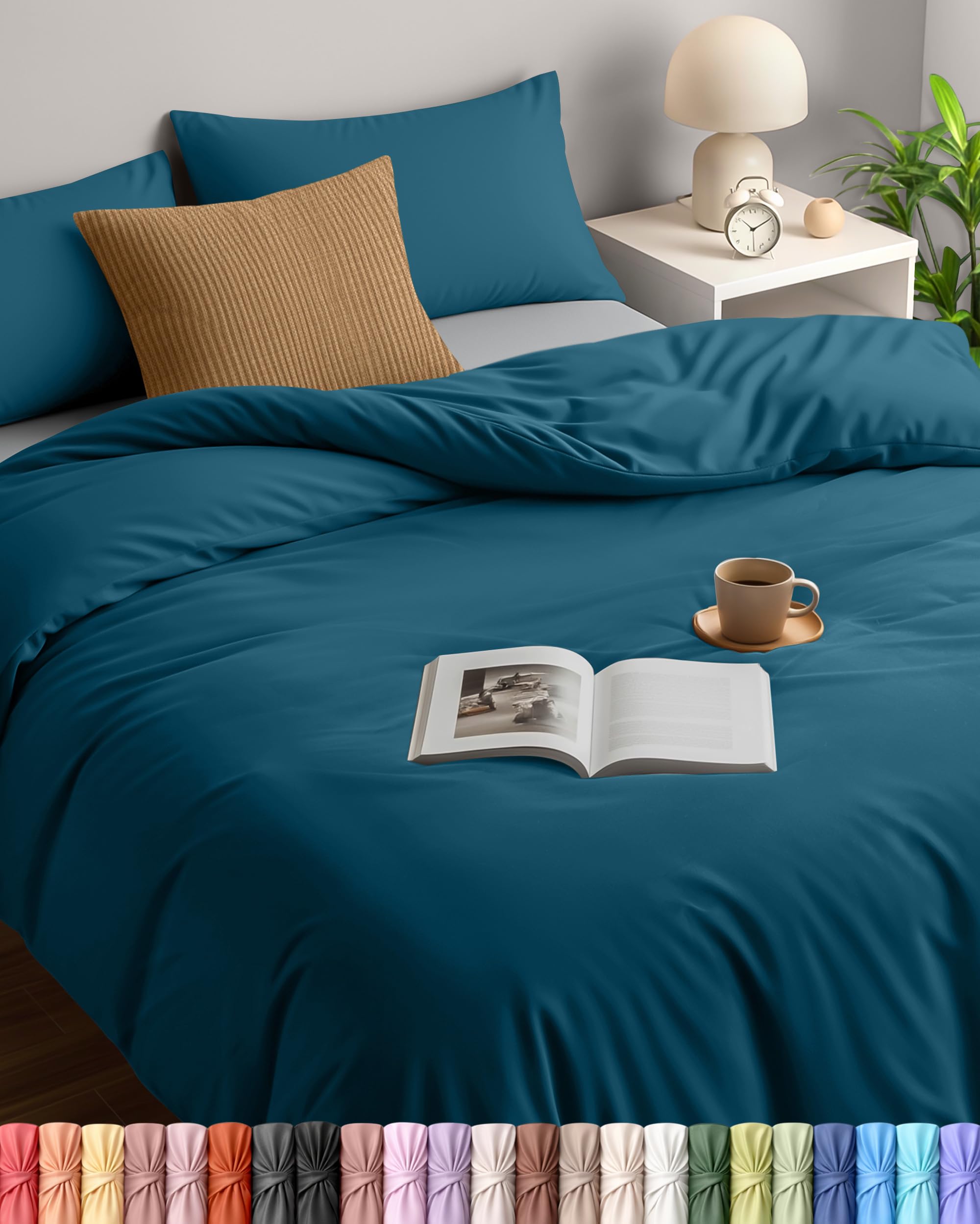 Utopia Bedding Duvet Cover Double - Soft Microfibre Polyester Duvet Cover with Pillow cases - Bedding Quilt Cover Set (Denim Blue)