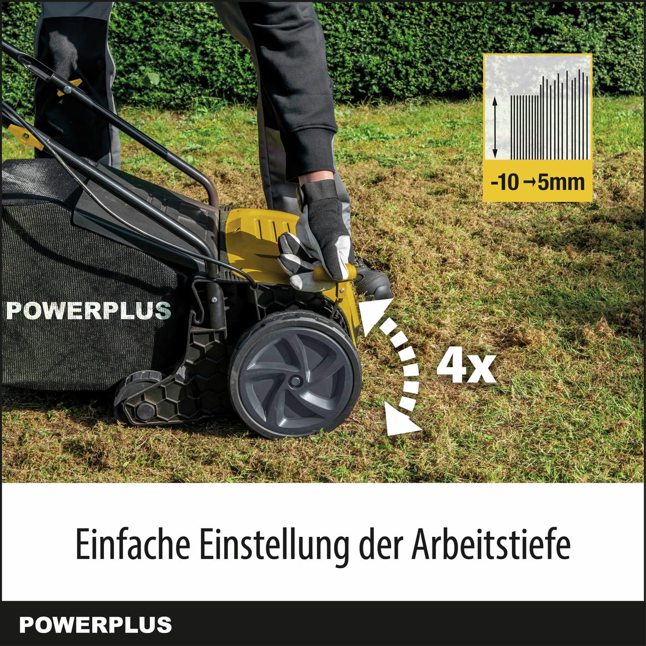 Powerplus Elektro-Rasenvertikutierer POWXG75130-1300 W und 320 mm Schnittbreite, 2-in-1-Lüfter und Elektro-Vertikutierer für Ihren Garten