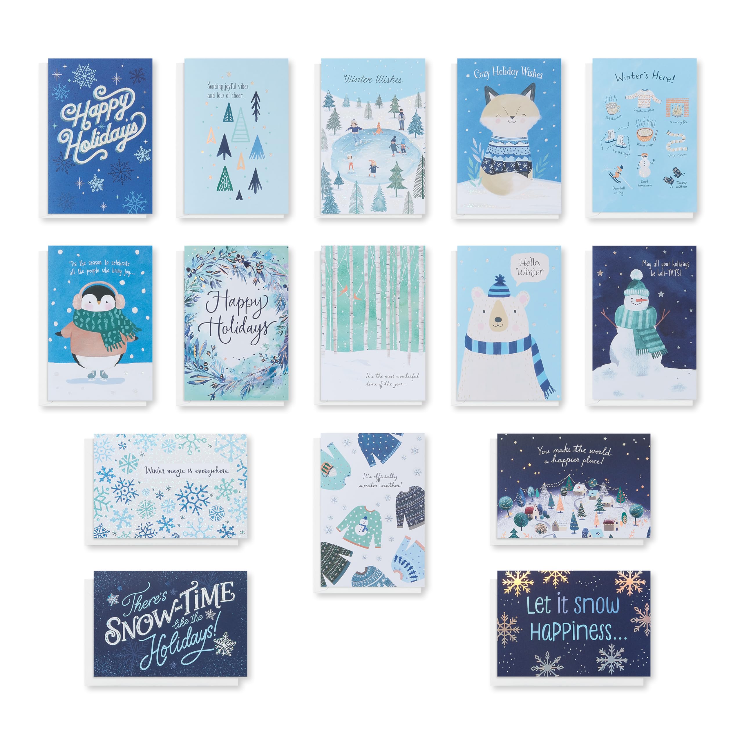 American Greetings Christmas Cards with Envelopes, Happy Holidays (15-Count), TRENDY HOLIDAY BNDL 15 CT, 4.6 x 6.75 inches