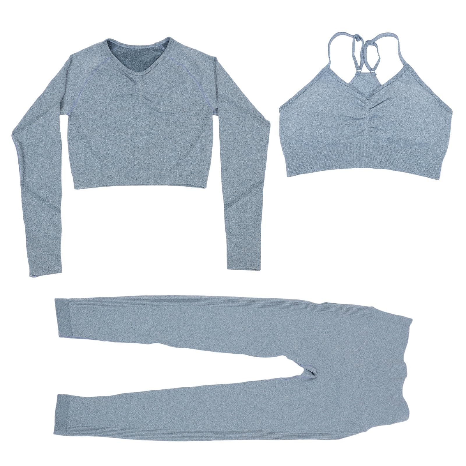 Alasum Yoga Sweatsuit Set Yoga Outfit Senza Cuciture in Chinlon e Fibra Elastica Design Vita Alta Blu Taglia e Weightlifting