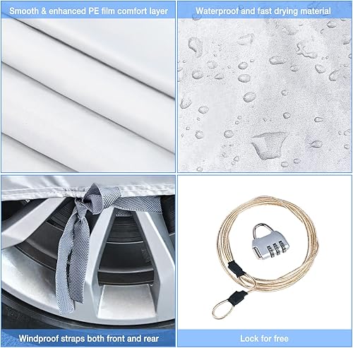 Miniatura 5 de Nilight Funda impermeable para automóvil SUV para todo tipo de clima, protección UV, resistente al viento, cubierta completa para automóvil,