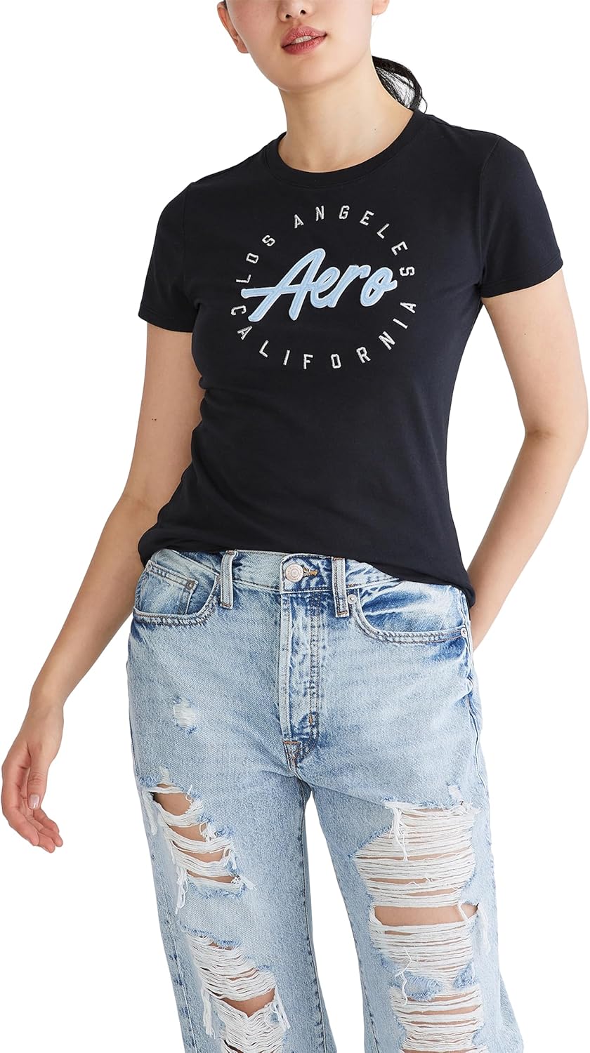 Aeropostale Women's Aero Short Sleeve Graphic Tee- Script