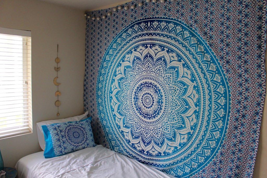 Hippy Throw Mandala Tapestry Indian Wall Hanging, Tapestry, Bohemian, Tapestries, Queen Bedsheet Bedspread Hippie Wall Decor Wall Tapestry
