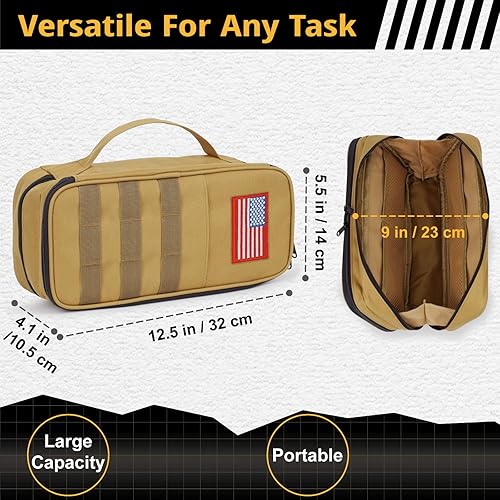 Miniatura 5 de Bolsa de herramientas táctica para hombres, bolsa de herramientas de boca ancha con resistente al agua, bolsas multiusos con asa de cremallera,