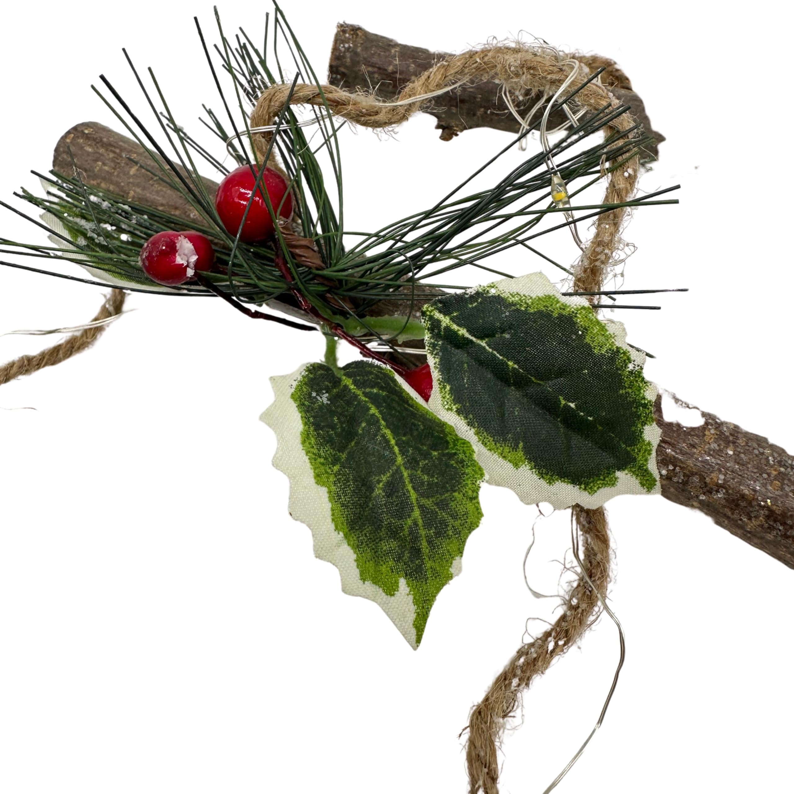 Gruppo Maruccia - Árbol de Navidad iluminado de pared - Árbol de Navidad decorado para colgar - Guirnalda navideña artesanal en forma de árbol estilizado de madera - Altura 74 cm