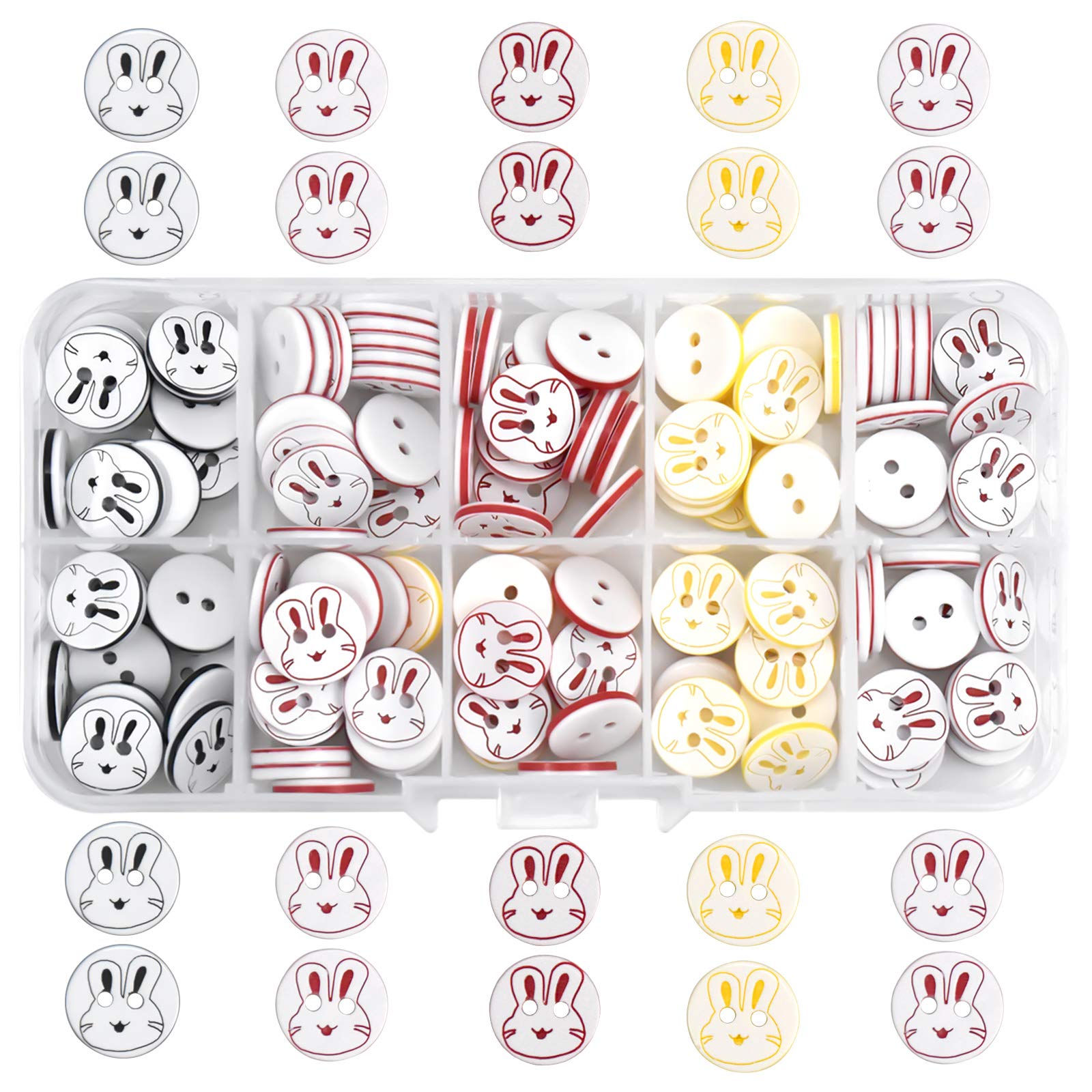 Skyzone Multiple Colors 150Pcs Colorful Resin Buttons For Baby Kids Cardigans Knitting,Round Sewing Buttons Plastic Cute Crafting Buttons With Plastic Storage Box For Art Craft Child Clothing Sewing Diy Decoration