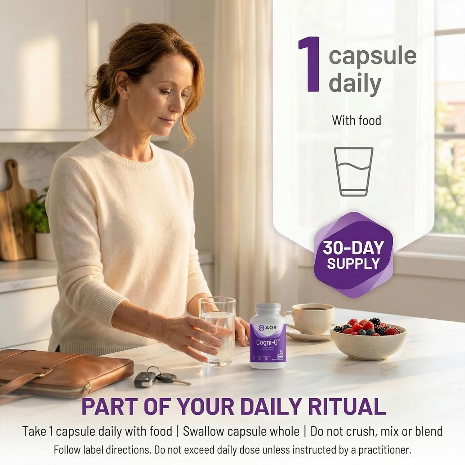 AOR Cogni-Q 30 Vegan Capsules, 30-Day Supply, PQQ & CoQ10 320mg