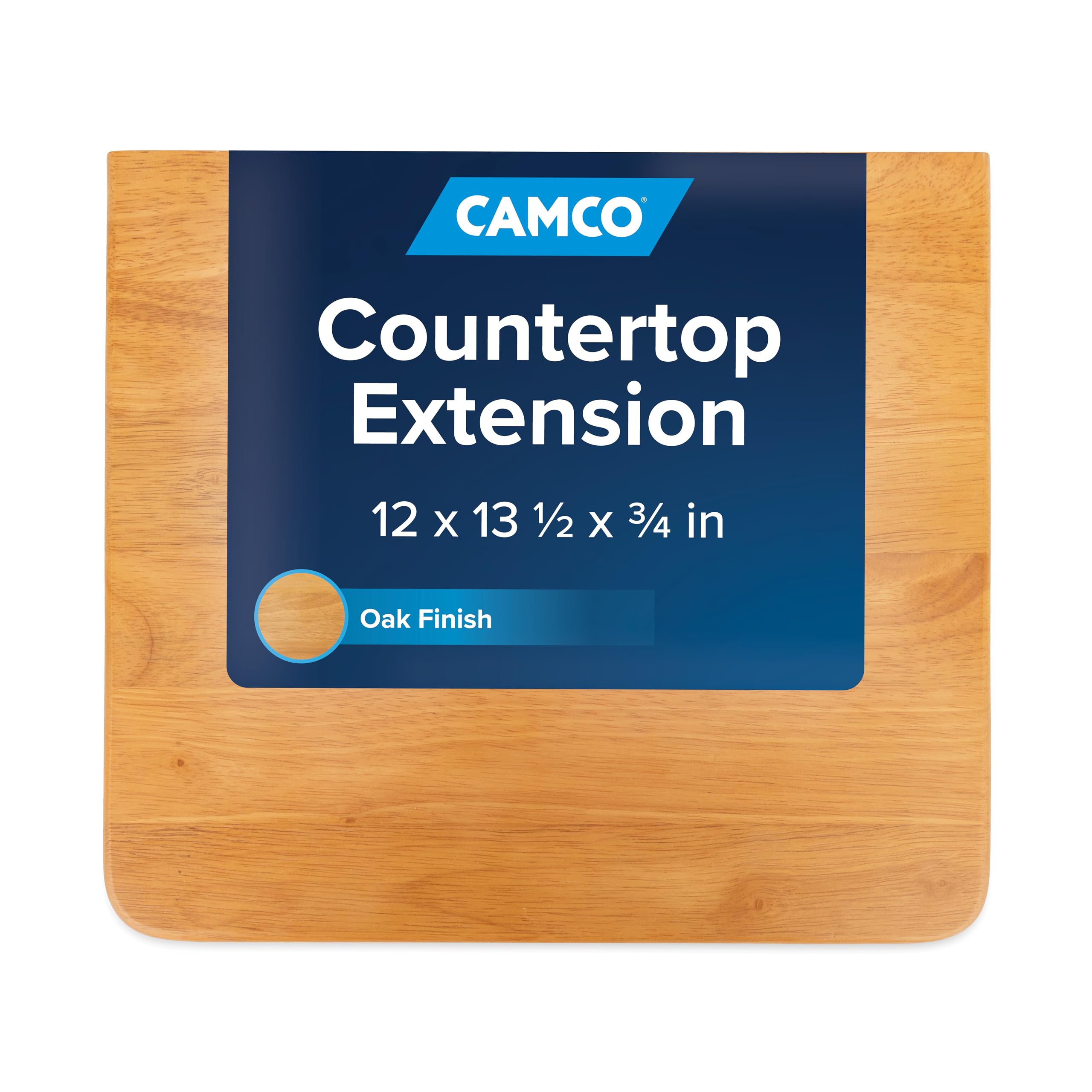 Camco Oak Accent Camper/RV Countertop Extension - Designed w Oak - Features Non-Toxic Gloss Finish & Metal Piano Hinge for Easy Folding - Measures 12” x 13.5” x .75” (43421)