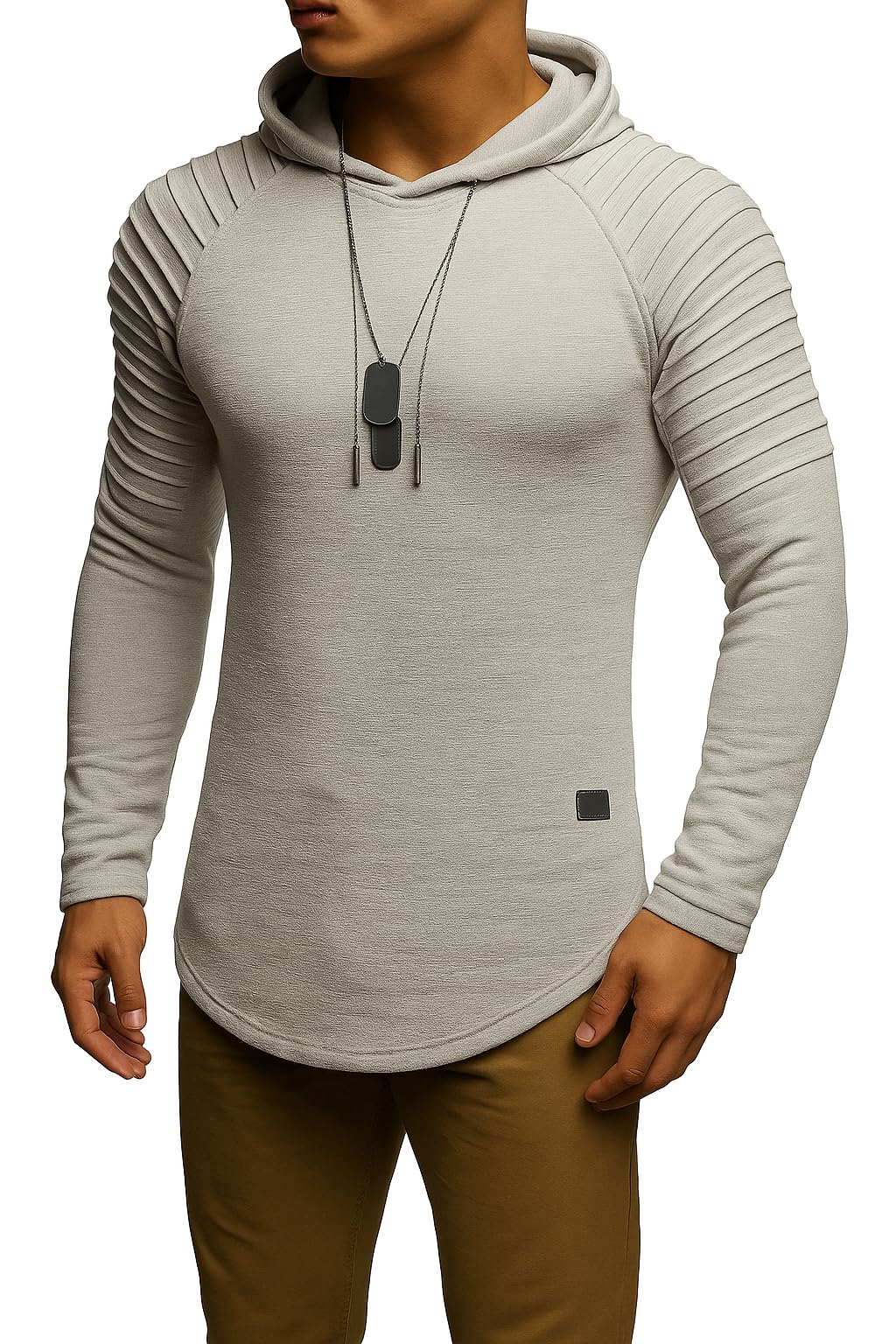Leif Nelson LN8128 męska bluza z kapturem, krój slim fit, z zawartością bawełny, nowoczesna biała bluza z kapturem, bluza z długim rękawem, męska czarna bluza z kapturem