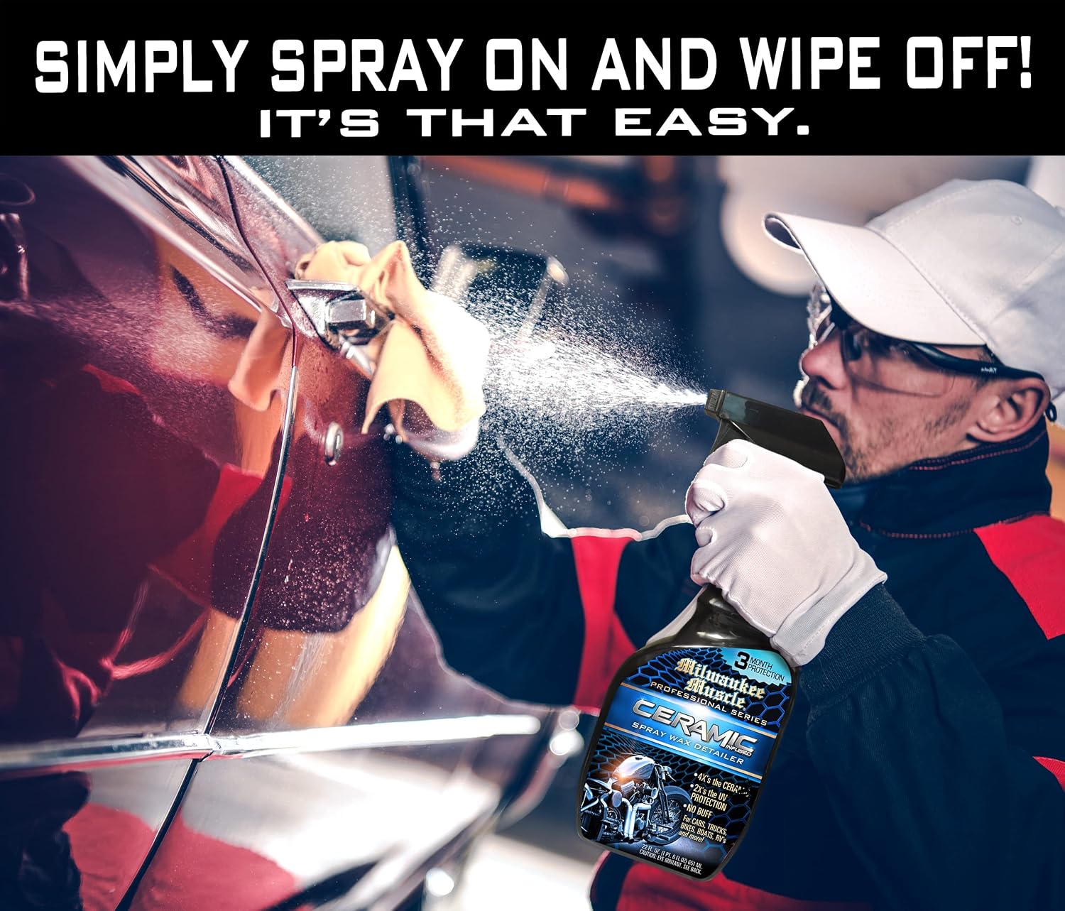 Ceramic Bike Wax - 22 & 4 Fl Oz - 4X Ceramic Coating - Detail Spray Wax - Hydrophobic Spray for Shine & Protection