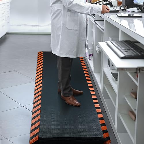 Miniatura 9 de FEATOL - Tapetes industriales antifatiga ergonómicos, de seguridad, para trabajar de pie, soporte para dolor de piernas y espalda, negro con borde