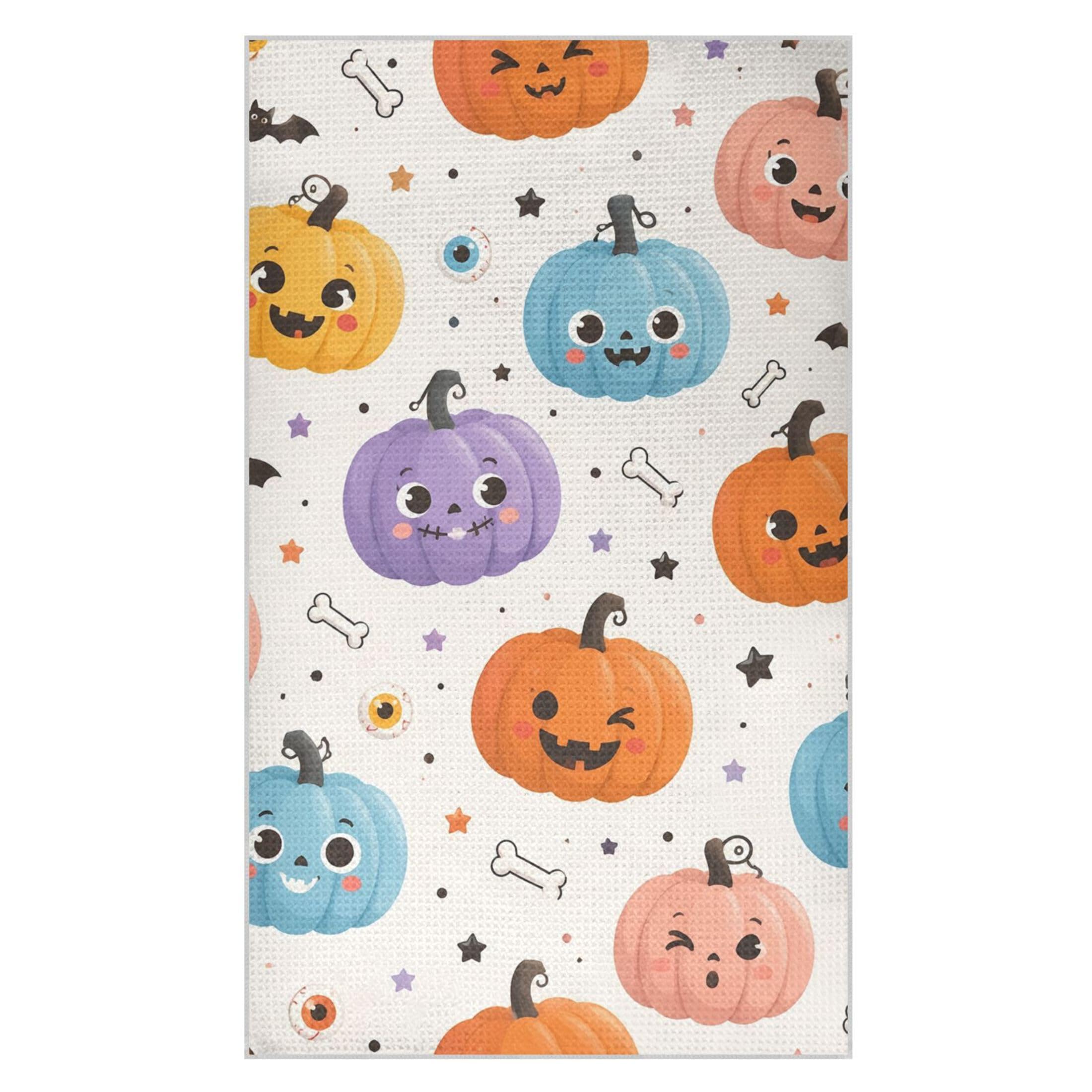 Kutsu Pumpkins Waffle Weave Kitchen Towels Absorbent Quick Drying Dish Towels for Kitchen, Decorative Tea Towel, 18x30 in