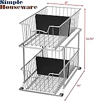 Vista 3 de Simple Houseware - Cajón organizador de cesta de alambre de 2 niveles, gris