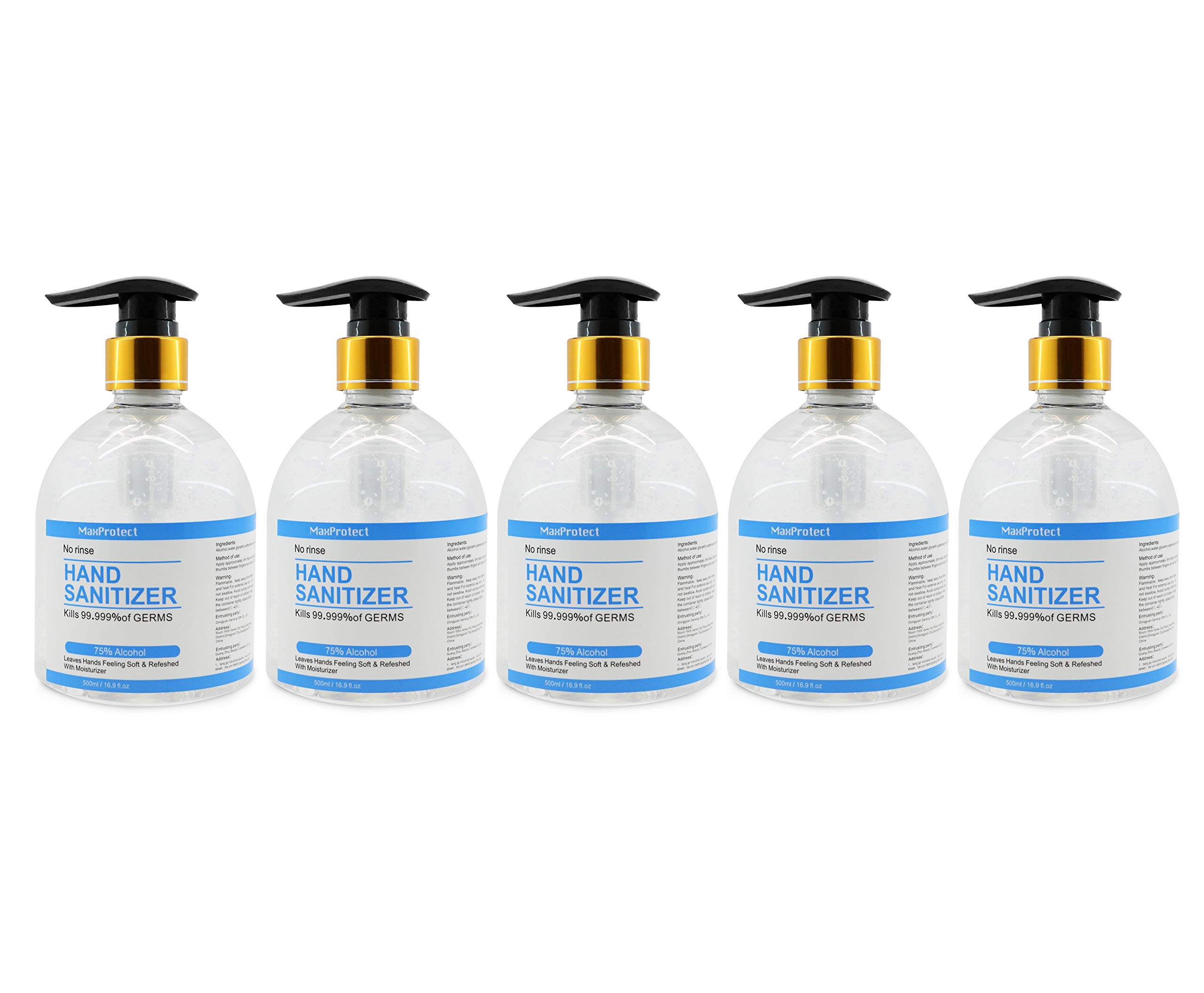 5pcs 500ml MaxProtect Panocare Wash Free Bacteriostatic Hand Sanitiser Gel 75% Alcohol