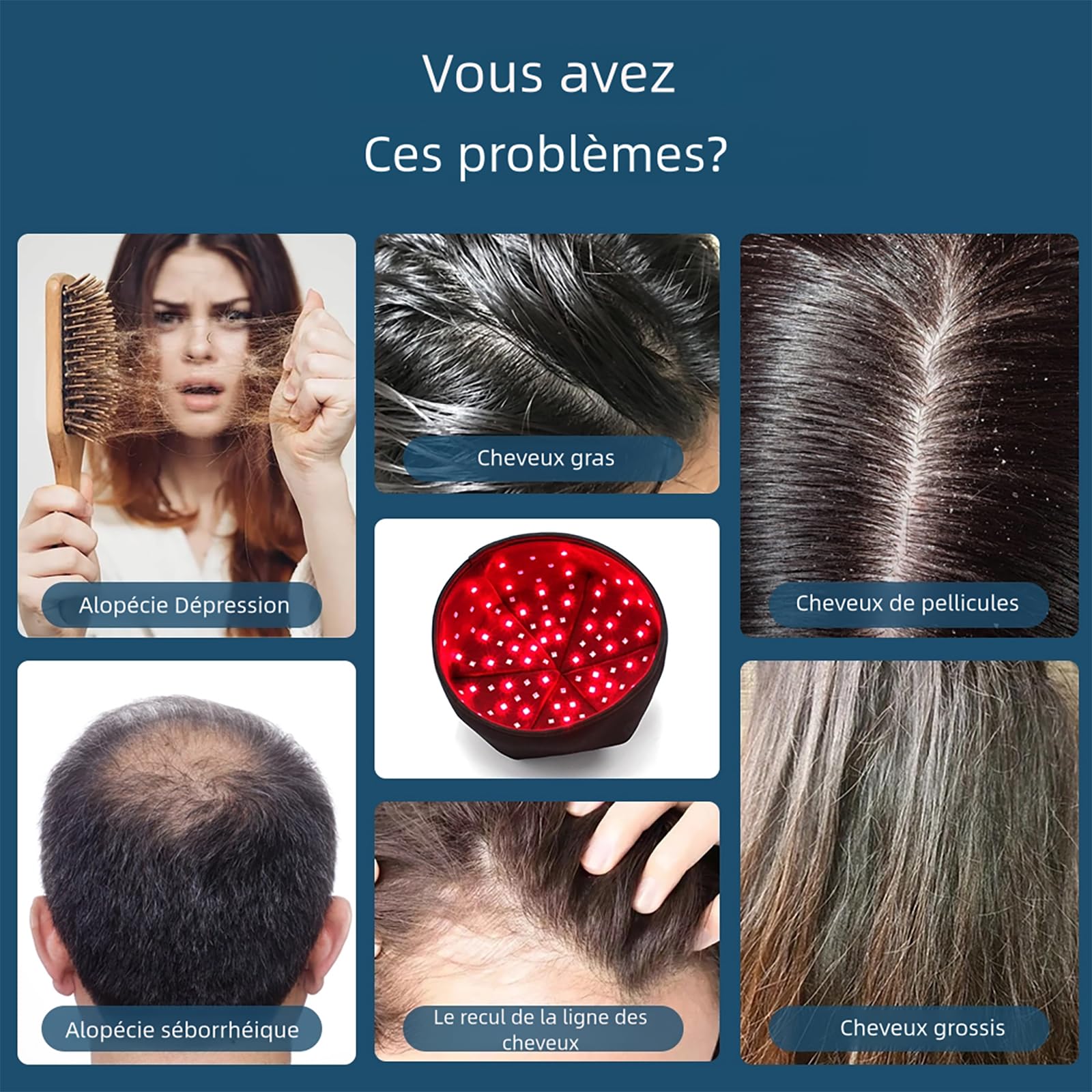 Thérapie par la Lumière Rouge et Infrarouge et pour la Repousse des Cheveux Chapeau de Luminothérapie Lampe Infrarouge Red Light Therapy pour la Perte de Cheveux Douleur(Plug-in noir)