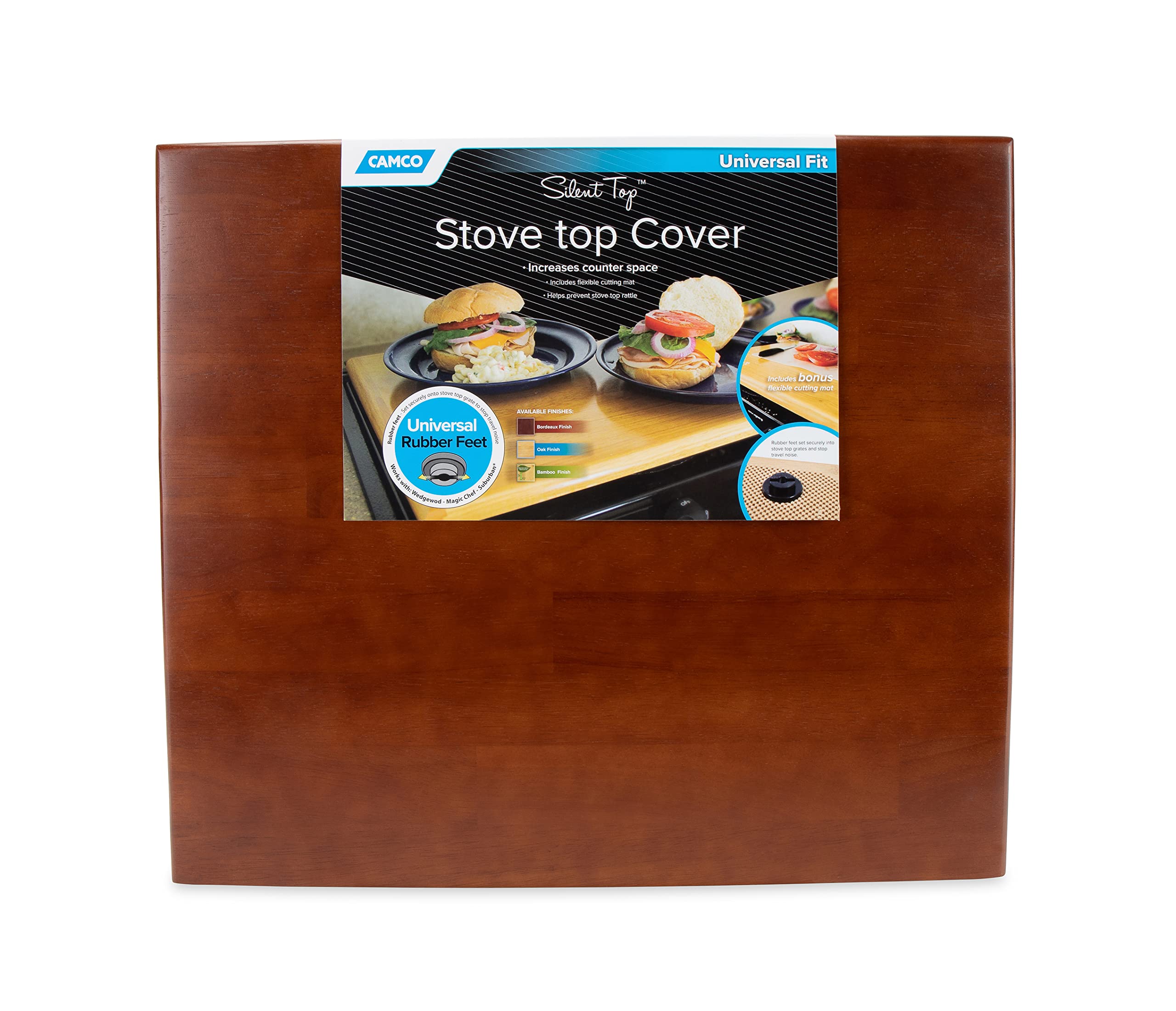 Amazon.com: Camco RV Silent Top Stovetop Cover | Measures 19.5-inches (L) x  17-inches (W) x .75-inches (H) | Bordeaux Finish (43526) : Automotive