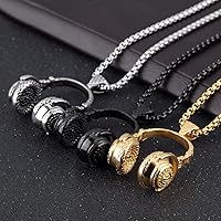 Vista 3 de Apopo Fashion - Collar con dije de auriculares de acero inoxidable para hombre