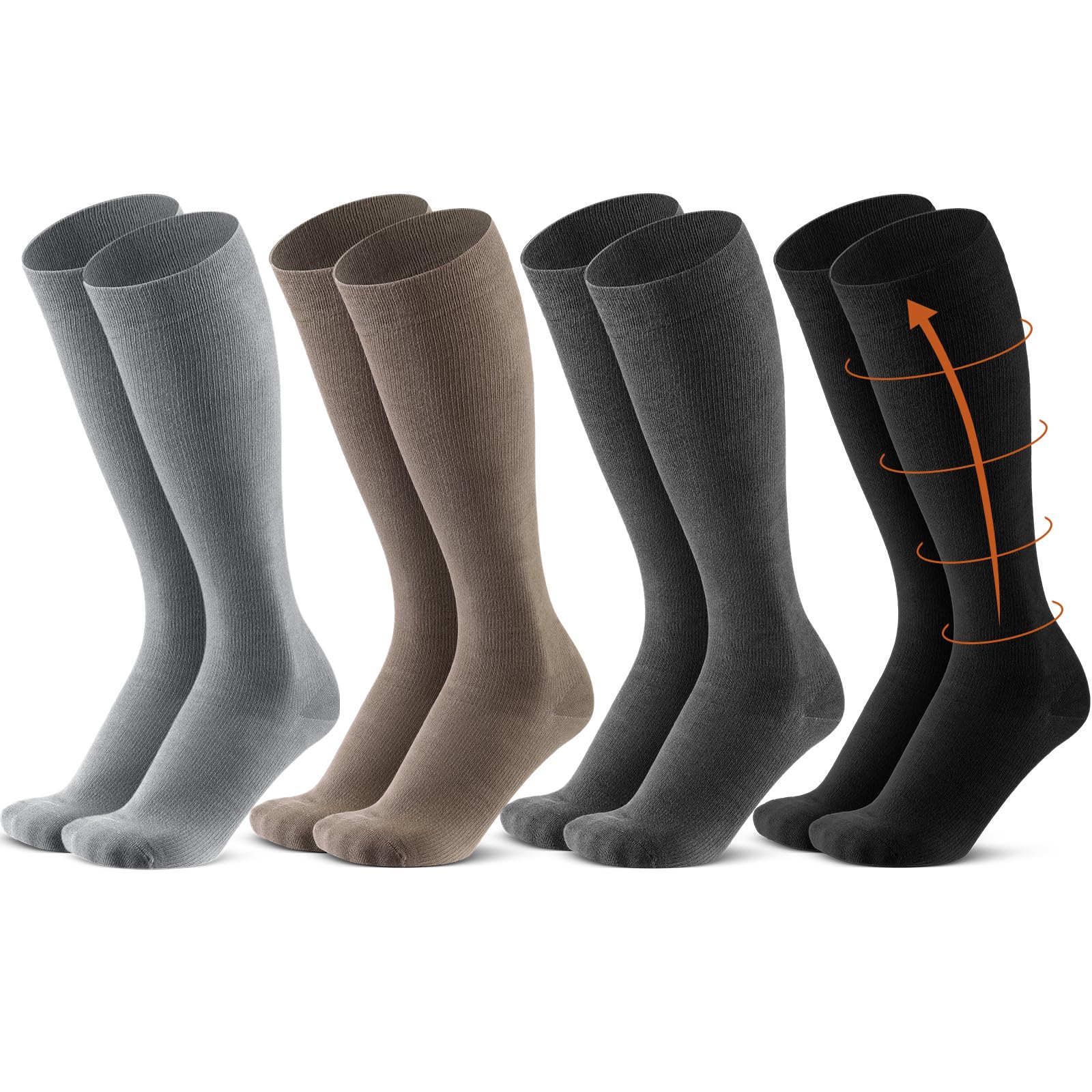 Tisancy 4 Pairs Cotton Compression Socks for Women Men 20-30mmhg Is Best Support Stocking for Running Hiking Cycling