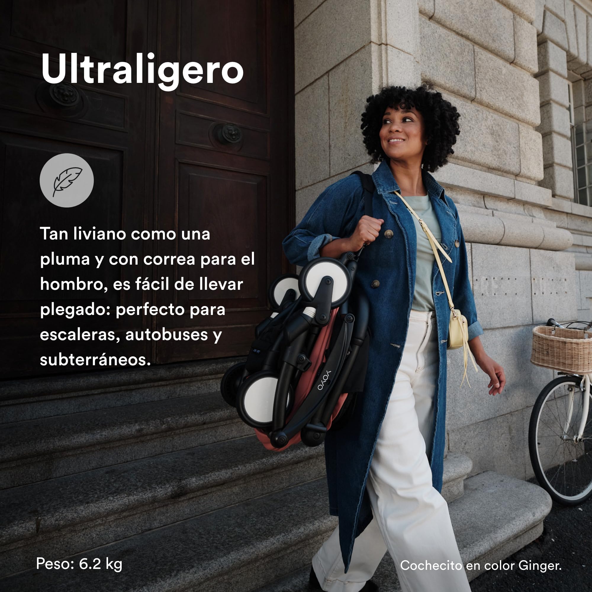 Cochecito Stokke YOYO3 a partir de 6 meses - Incluye chasis negro/cojín de asiento Olive + dosel - Se pliega y despliega en un instante - Ligero y compacto - Compatible con equipaje de mano