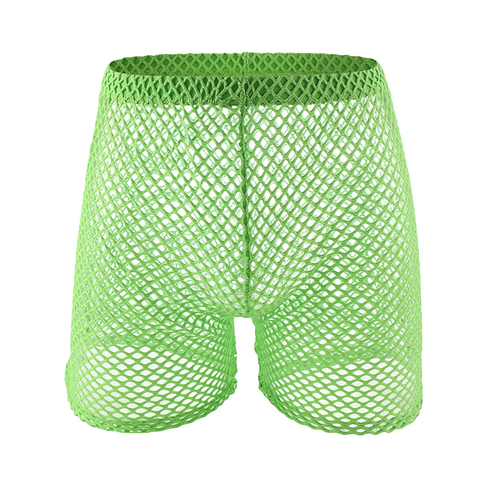 Maiyifu-GJ Men's Sleeveless Fishnet Tank Top Mesh Sheer Muscle Workout Vest See Through Boxer Briefs Trunks Underwear (Green 3,X-Large)