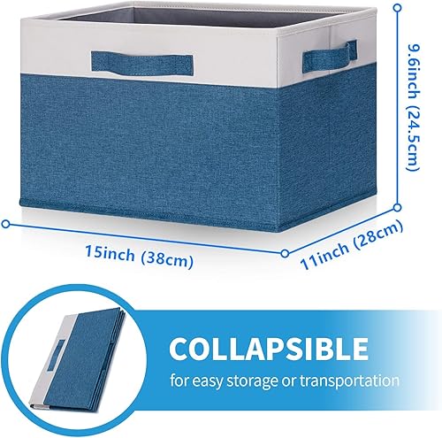 Miniatura 6 de GhvyenntteS Contenedores de almacenamiento (6 unidades) grandes con tapa y 3 asas, cajas de almacenamiento de tela resistentes con ventana de
