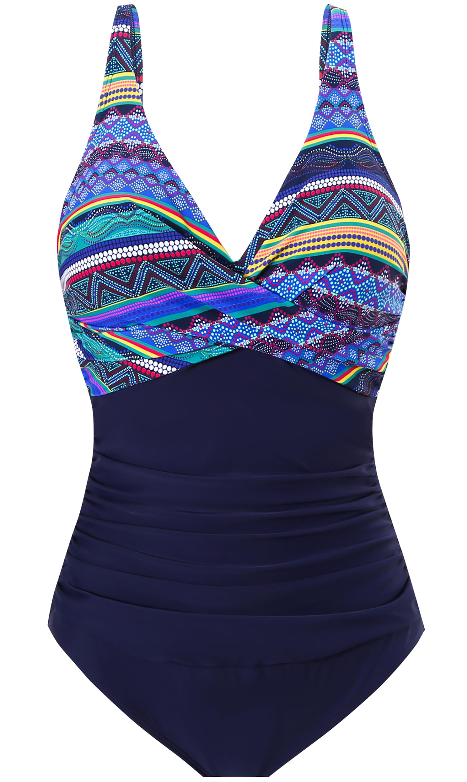 LA ORCHID Damen Badeanzug bauchweg Push up einteiliger Badeanzug bademode v Ausschnitt bademode high Waist für Urlaub