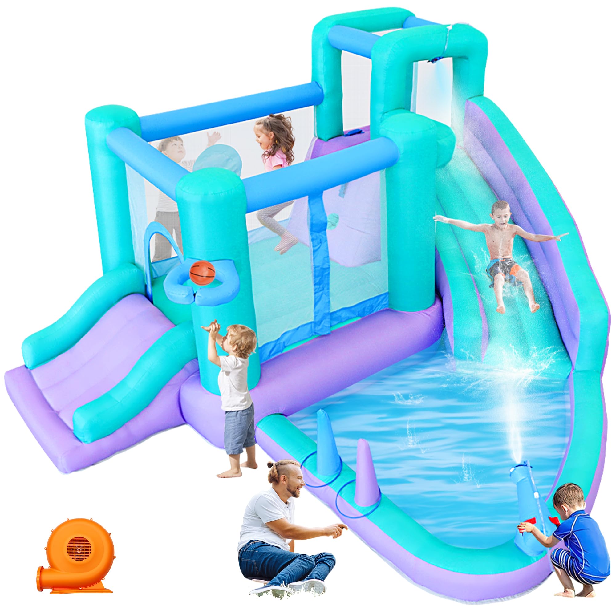 Tobogán acuático inflable con soplador para evitar el aburrimiento veraniego 8