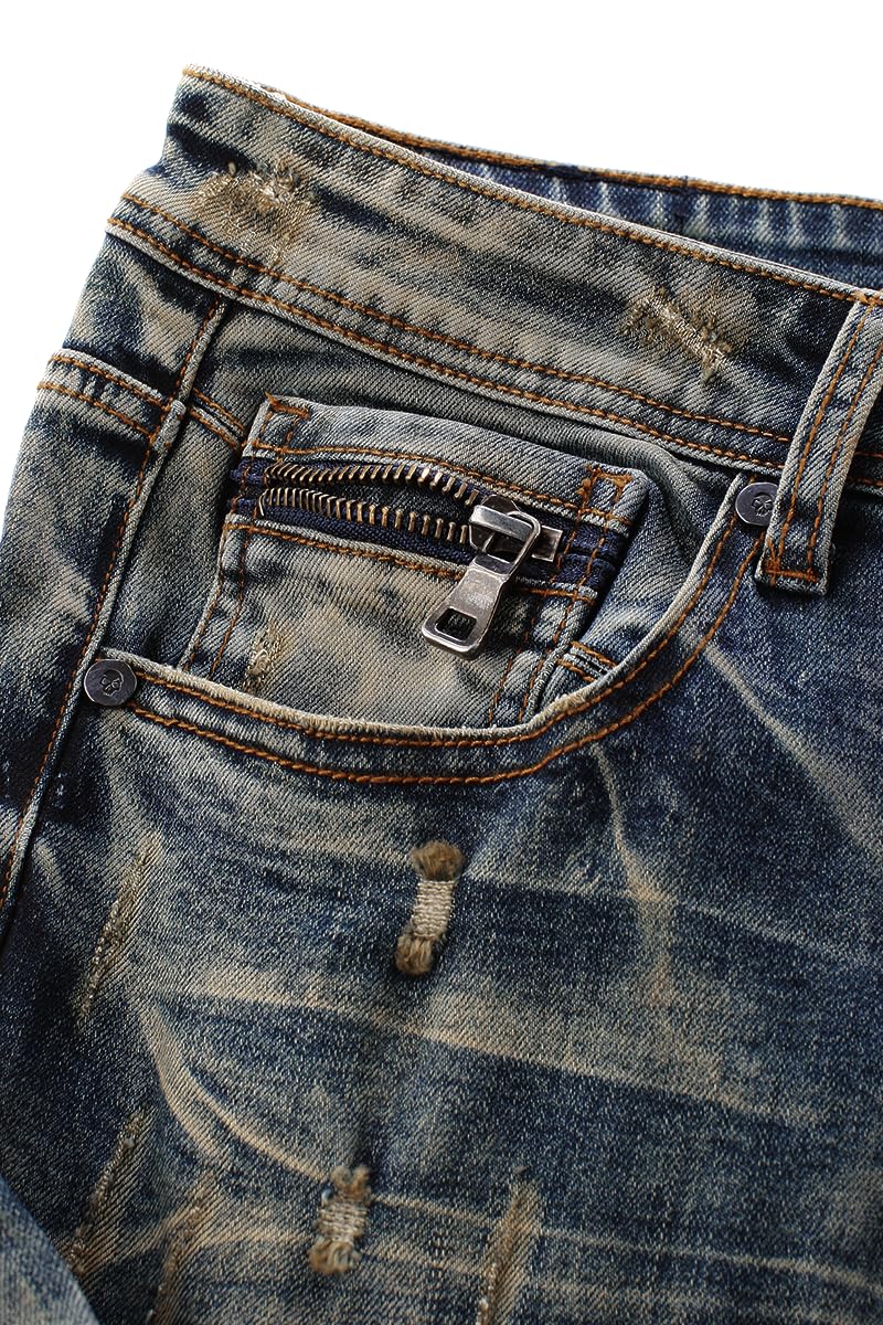 Rock Rebel by EMP Herren Blaue Biker-Jeans mit individueller Waschung