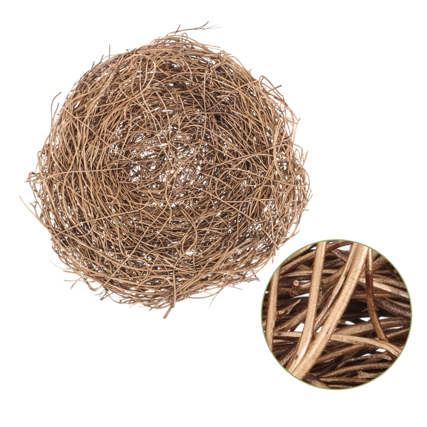 Angoily 5pièces Nid Oiseau Décoratif Rotin Doré Artisanat Fait Main pour Photographie Accessoire De Fête Et Décoration De Jardin pour Pâques Noël Et Événements Plein Air