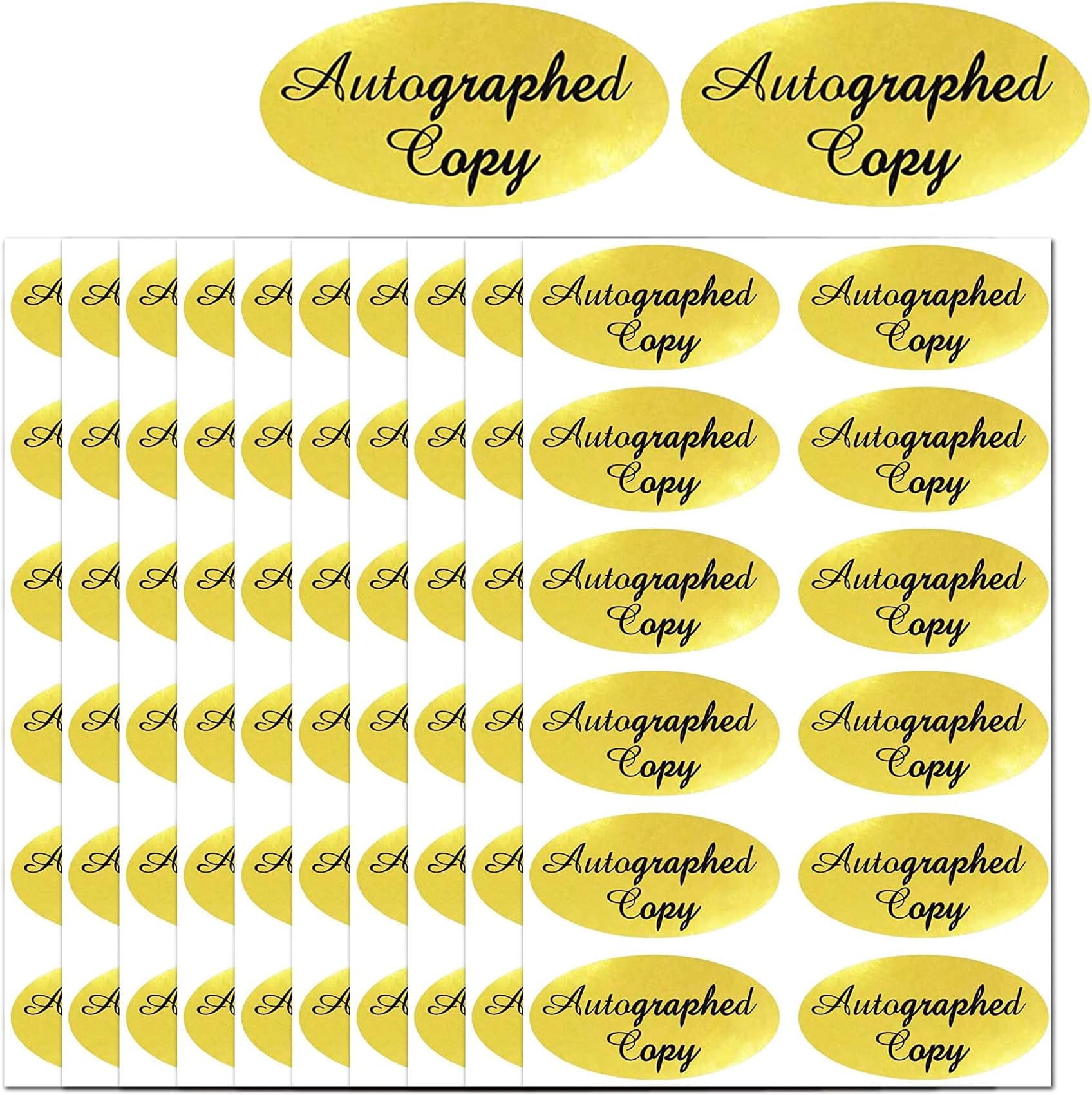 1008 PCS 'Autographed Copy' Stickers1 x 2Inch Oval Gold