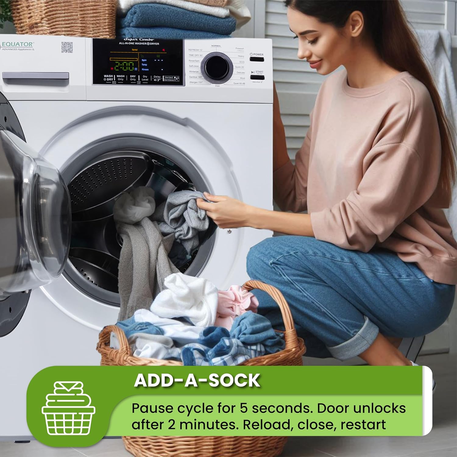 White 36" Electric Smart Combo Washer Dryer