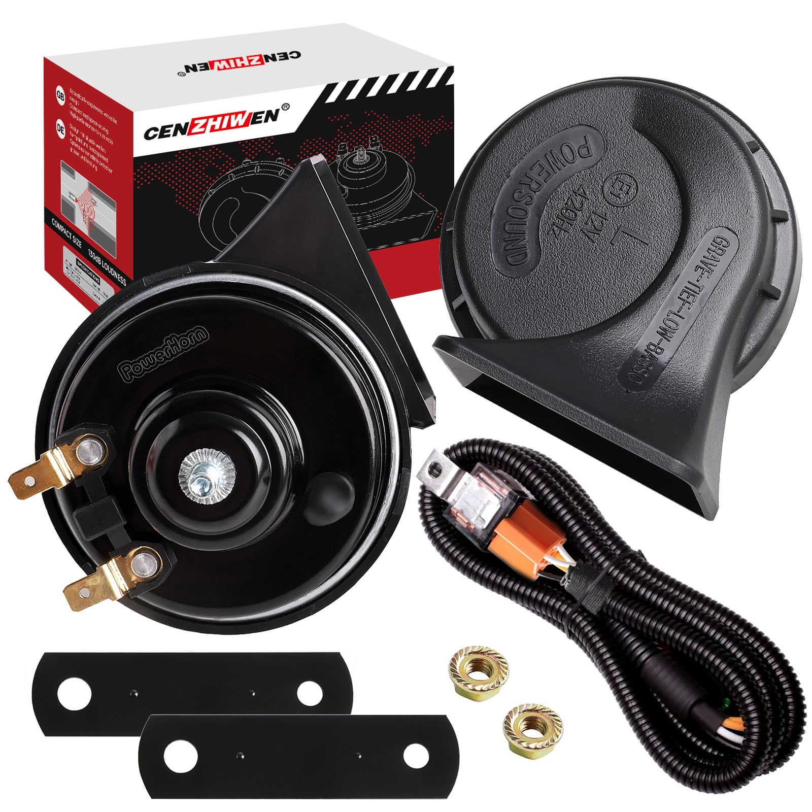 Universal 12V Loud Car Horns (2-Pack): Waterproof Tweeter/Bass Electric Snails Kit