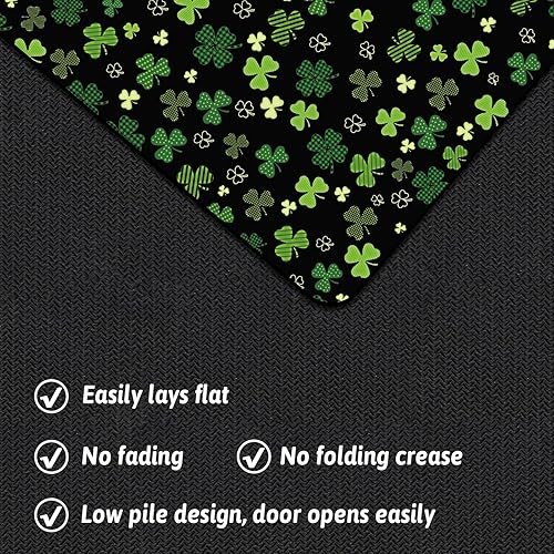 Miniatura 3 de APROPHIC Juego de 2 tapetes de cocina antifatiga para el día de San Patricio, alfombras de goma antideslizantes, tréboles, tréboles, búfalos,